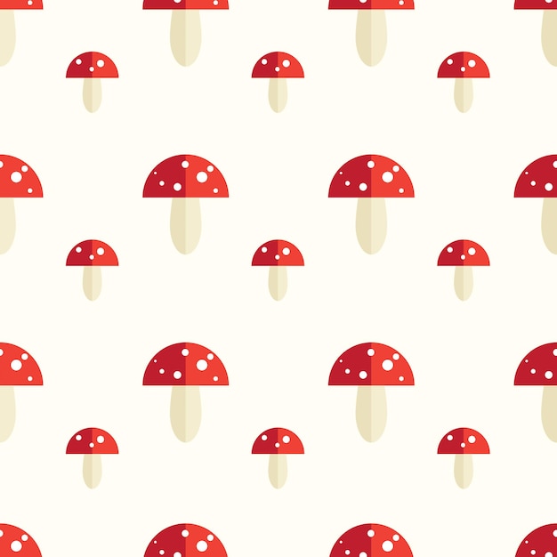 Seamless pattern with toxic amanita mushrooms Fly agaric background