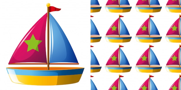 seamless pattern with toy boat