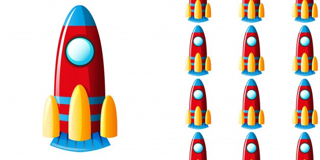 Seamless pattern with toy rocket