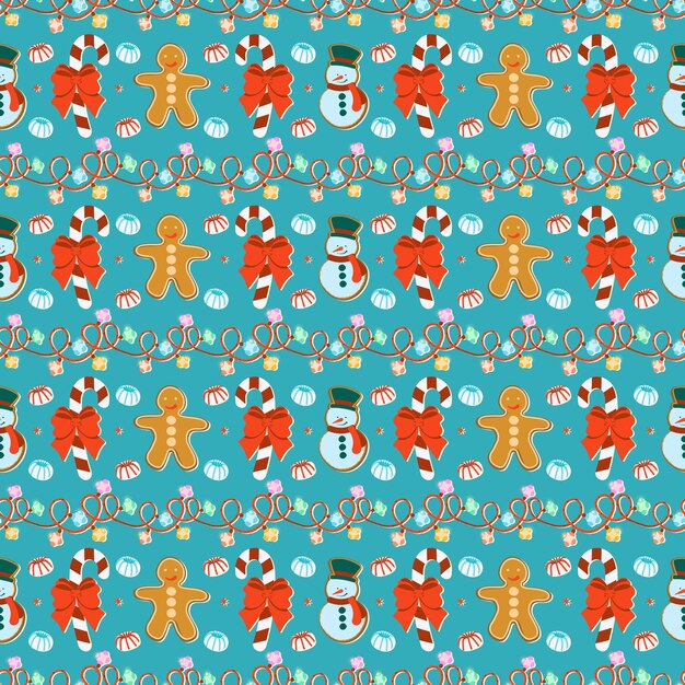 Vector seamless pattern with traditional flat christmas and new year elements vector illustration wallpapers and wrapping paper