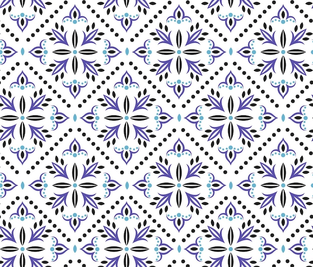 Vector seamless pattern with traditional slavic mexican ornament for textile fabric paper russian gzhel