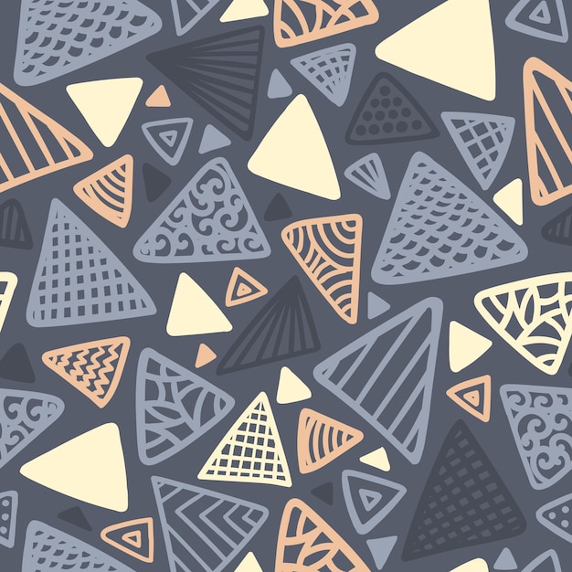 Seamless pattern with triangles on a gray background in a vector