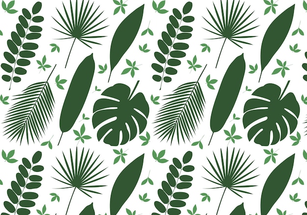 Seamless pattern with tropical leaves