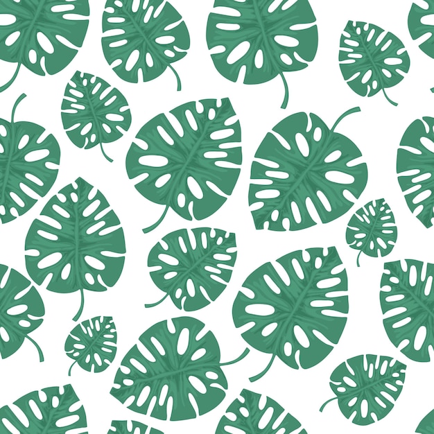 Seamless pattern with tropical leaves