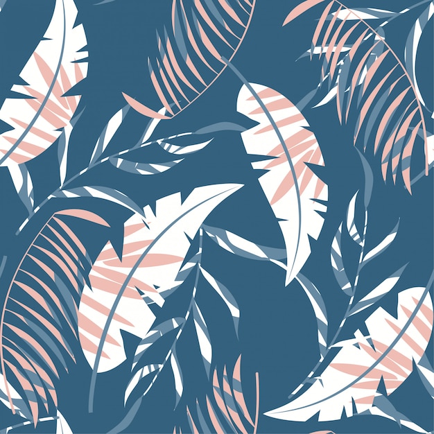 Seamless pattern with tropical plants