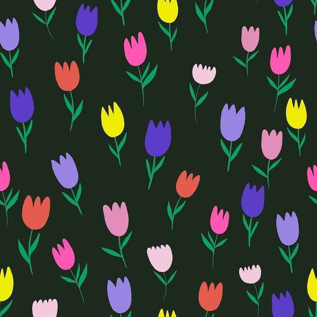 Vector seamless pattern with tulips