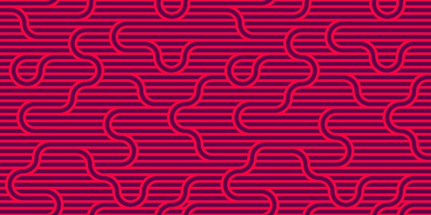 Vector seamless pattern with twisted lines, vector linear tiling background, stripy weaving, optical maze, twisted stripes. red color design.