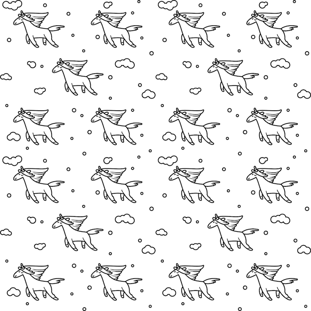 Seamless pattern with unicorns