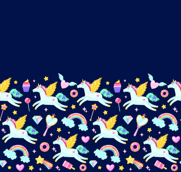 Seamless pattern with unicorns