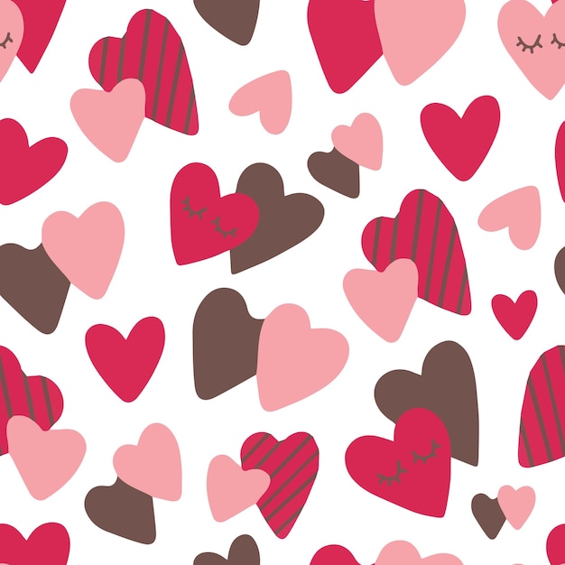 Seamless pattern with valentine hearts, sketch drawing for your design