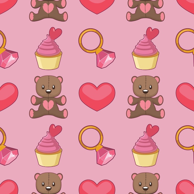 Seamless pattern with Valentine's elements