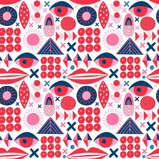 Seamless pattern with various geometric trendy shapes vector illustration geometry graphics