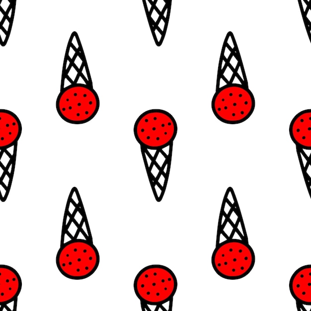 Seamless pattern with various ice cream in the cone. ice cream pattern