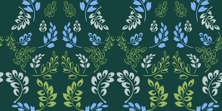 Vector seamless pattern with vector hand drawn branches leaves abstract modern green leaves floral design