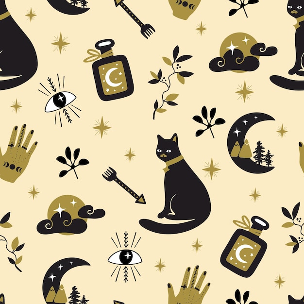 Vector seamless pattern with vector illustration for halloween holiday