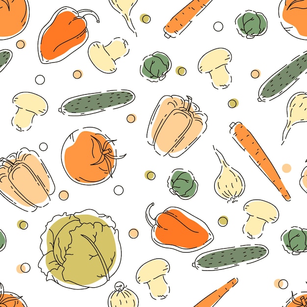 Seamless pattern with vegetables. Circuit.  background. Menu decoration.