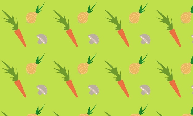 Seamless pattern with vegetables on a green background.