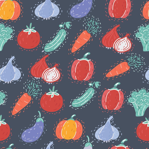 Seamless pattern with vegetables