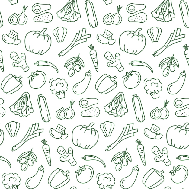 Vector seamless pattern with vegetarian food.