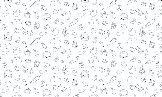 Vector seamless pattern with vegetarian food