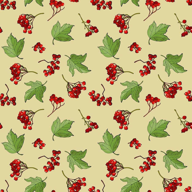 Seamless pattern with viburnum berries Design for fabric textile wallpaper packaging