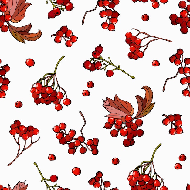 Seamless pattern with viburnum berries Design for fabric textile wallpaper packaging