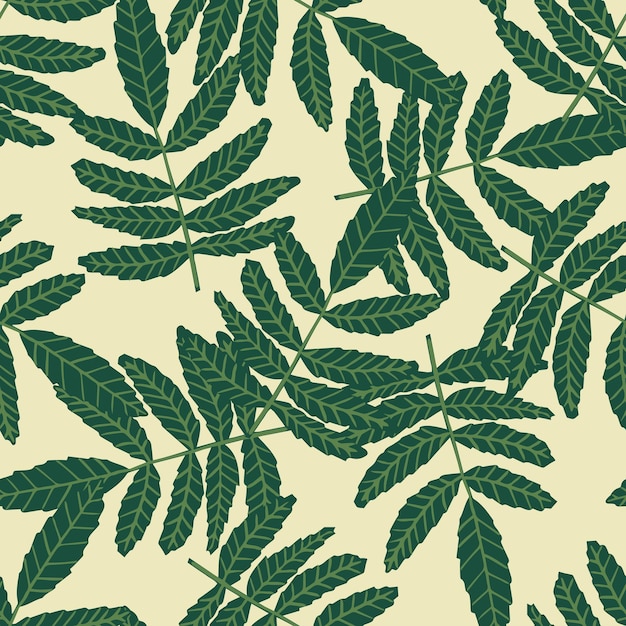Disegno senza cuciture con foglie verdi vintage carta da parati botanica foglia vintage estiva