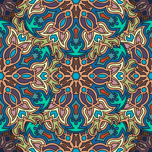 Seamless pattern with vintage mandala elements