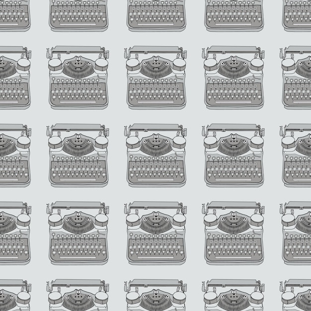 Вектор Бесшовный узор с векторной иллюстрацией винтажных пишущих машинок вдохновляет писателей-сценаристов