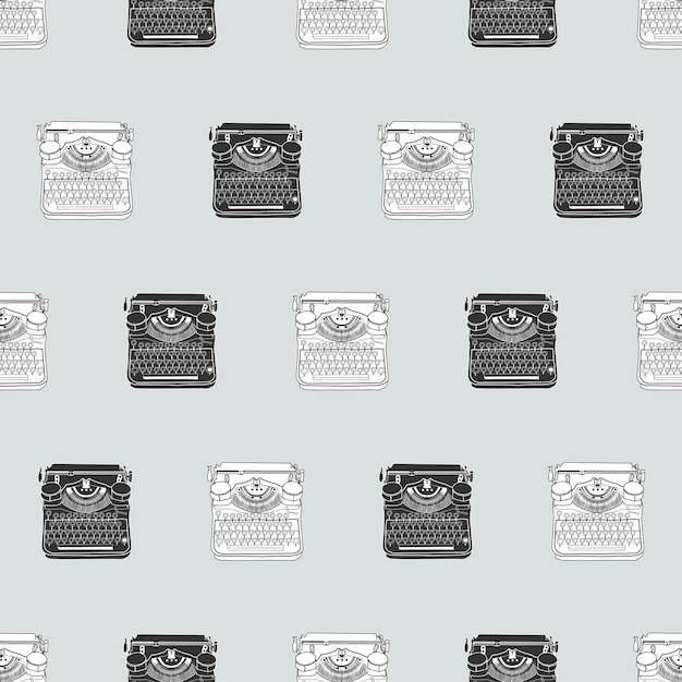 Seamless pattern with vintage typewriters