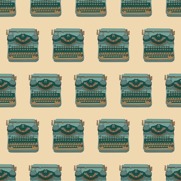 Seamless pattern with vintage typewriters