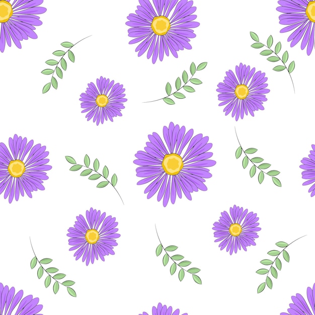 Seamless pattern with violet flowers