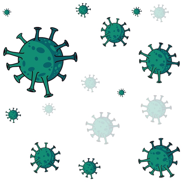 Seamless pattern with virus. Different Kinds of Viruses Flat Vector Illustration. virus background. 