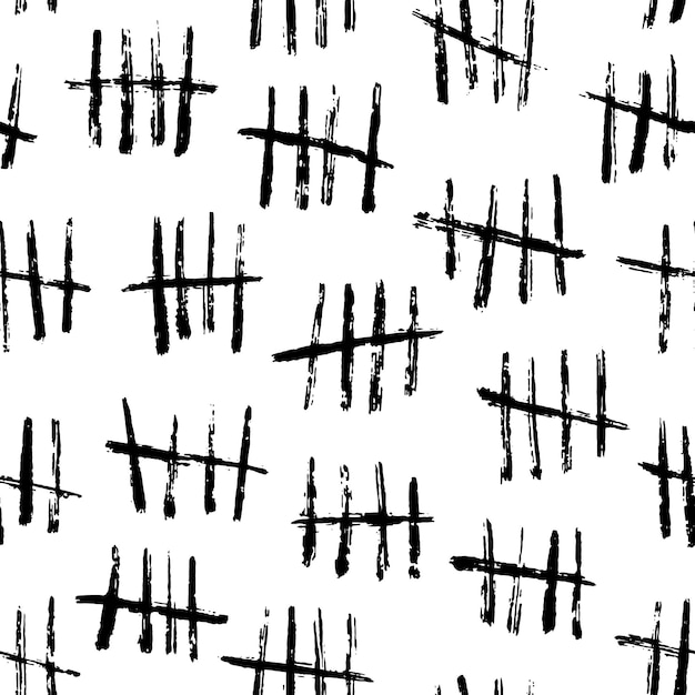 Seamless pattern with wall tally paint ink marks