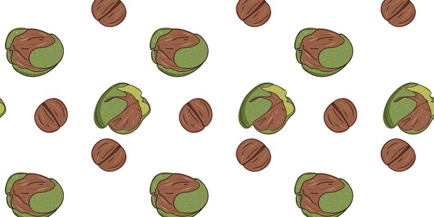 Seamless pattern with walnuts