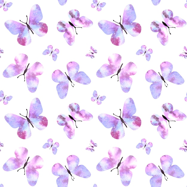 水彩の蝶とシームレスなパターン