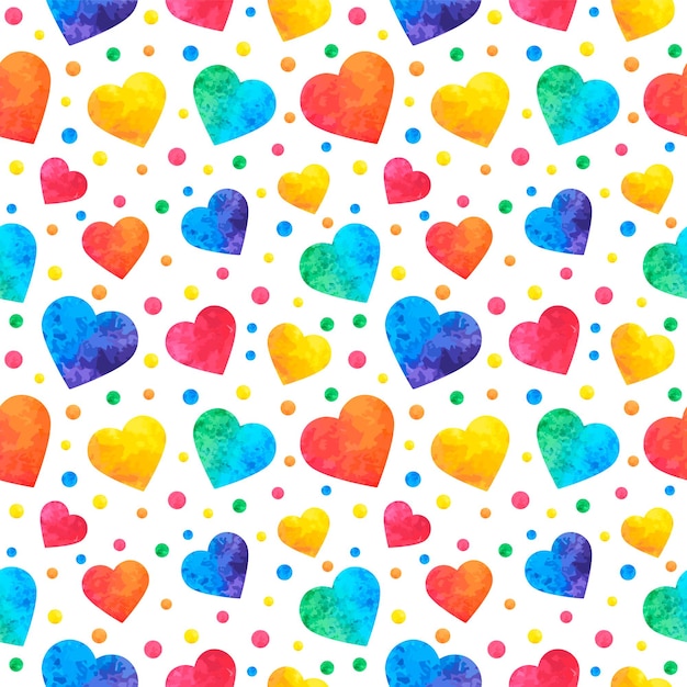 Seamless pattern with watercolor hearts valentines day background wrapping