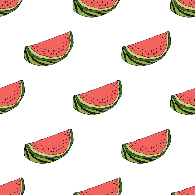 Vector seamless pattern with watermelon doodle for decorative print wrapping paper greeting cards wallpaper and fabric