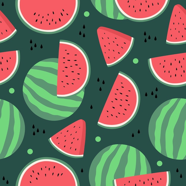 Seamless pattern with watermelon illustration