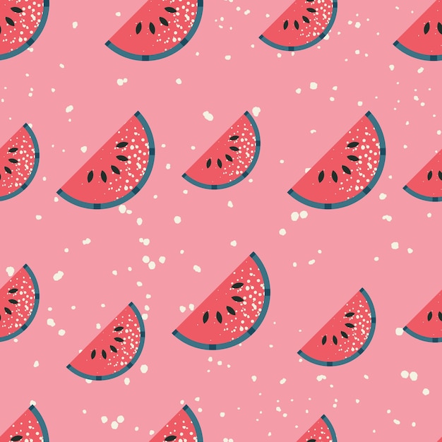 Seamless pattern with watermelon Tropical print with fruits on pink backdrop Colorful pattern