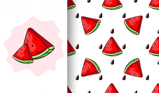 Seamless pattern with watermelons