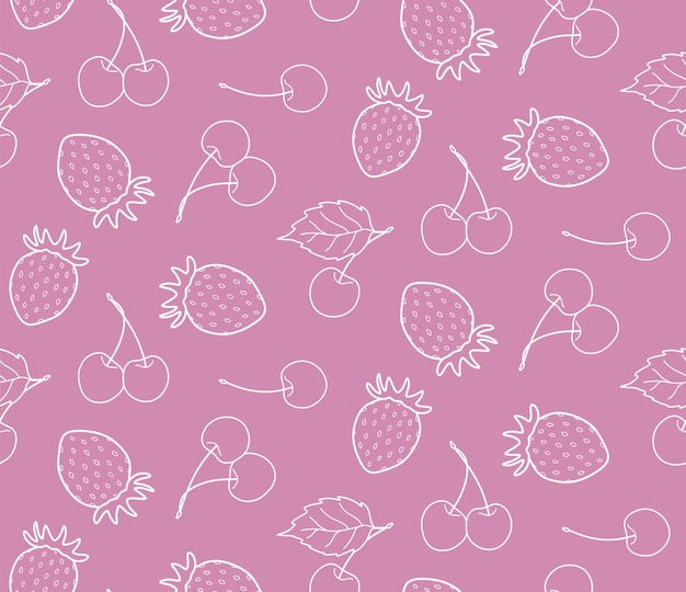 Seamless pattern with white berries on a pink background