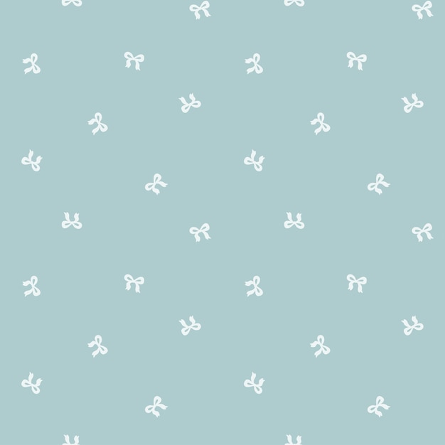 Seamless pattern with white bows and blue background