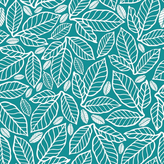 seamless pattern with white leaves on a light blue background simple and versatile botanical design