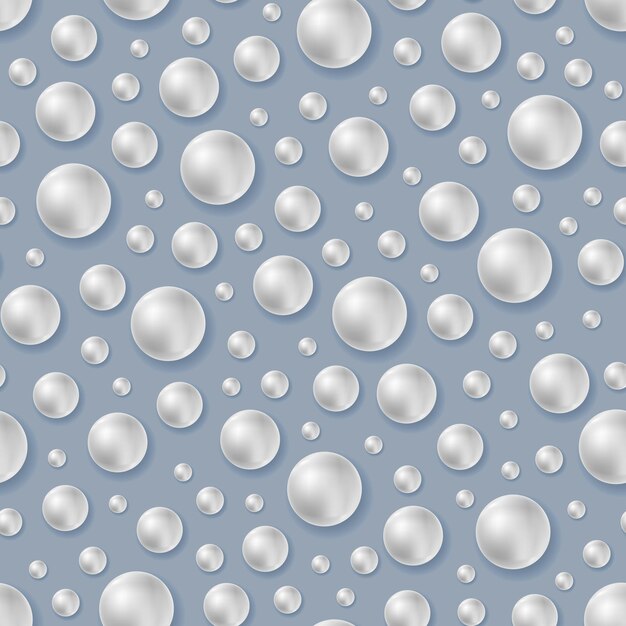 Seamless pattern with white pearls on grey blue