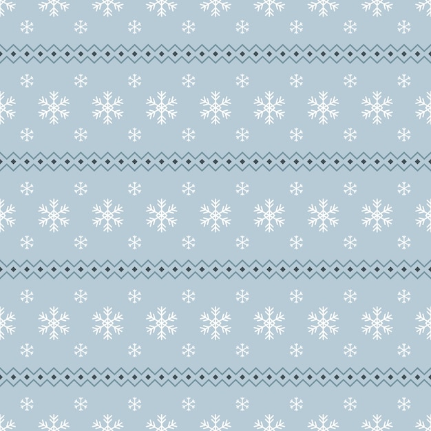 Vector seamless pattern with white snowflakes on blue background. festive winter traditional decoration for new year, christmas, holidays and design. ornament of simple line