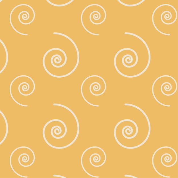 Seamless pattern with white spiral on yellow background abstract pattern in linear style