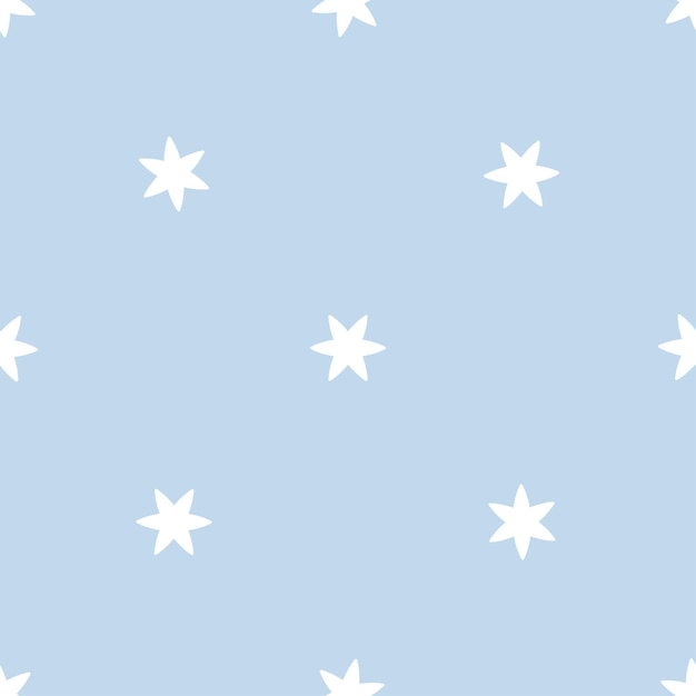 Seamless pattern with white stars and blue background