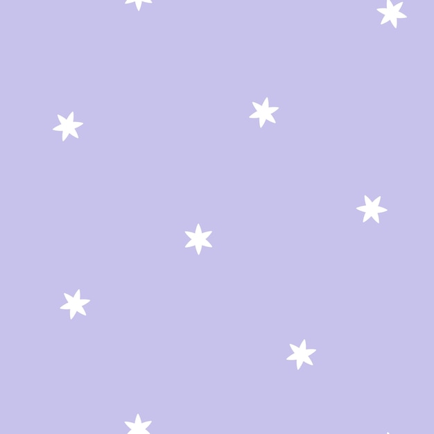 Seamless pattern with white stars and purple background