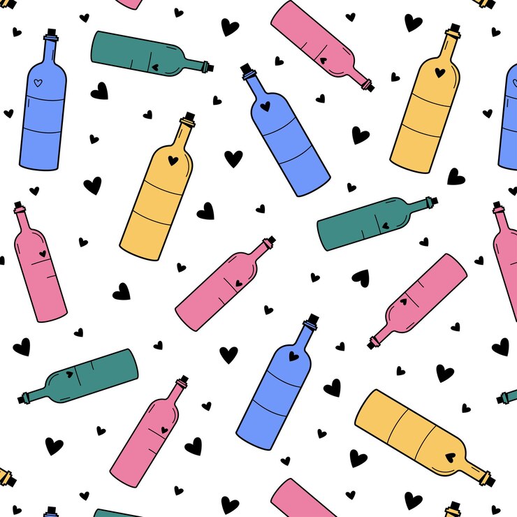 Vector seamless pattern with wine bottles vector illustration